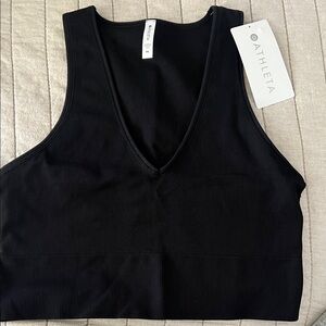 Athleta Black V-Neck Ribbed Top. New with tags. Never worn